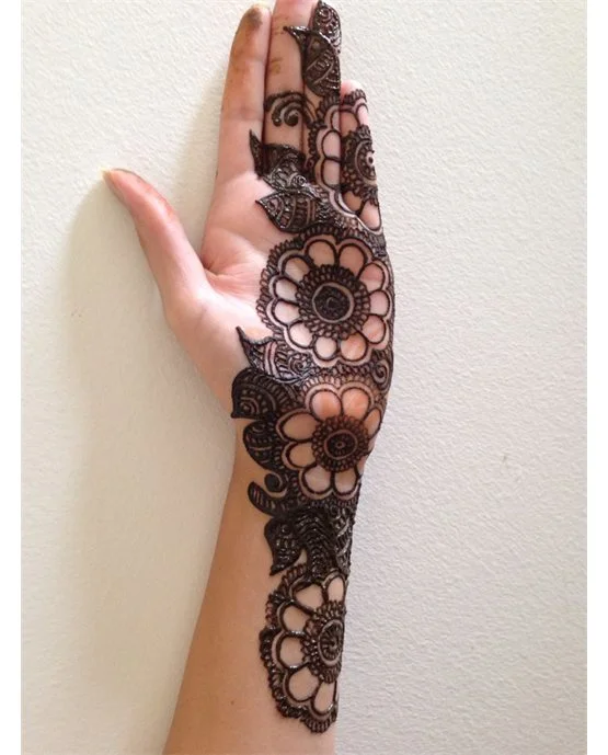 Dreamy Ribbon With Lace Along Front Hand Mehndi Design